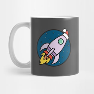 Outer Space Christmas Rocket Mug